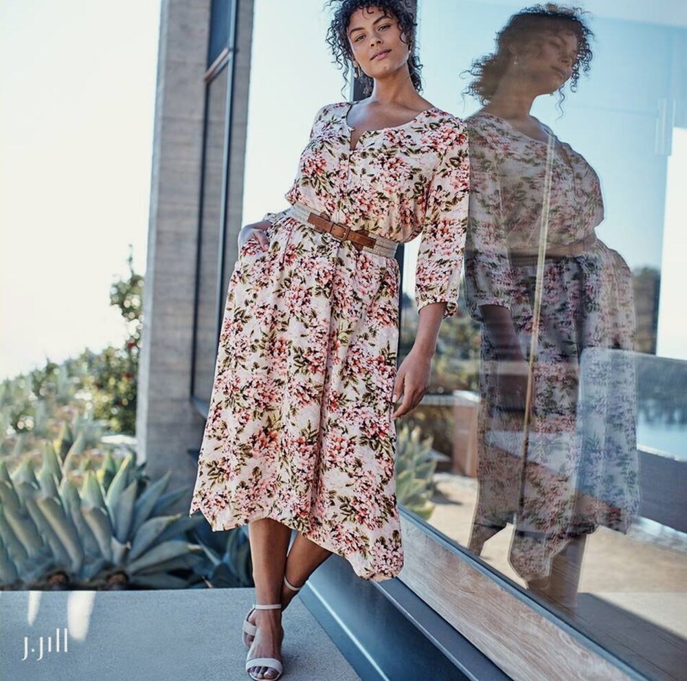 J. Jill Floral Dress Petite Pockets